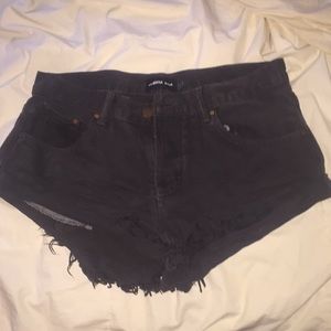 black denim shorts
